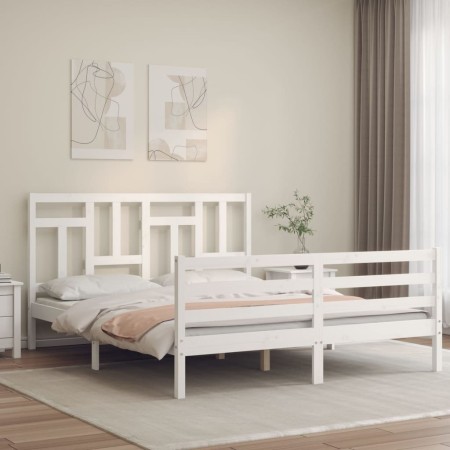 Giroletto con Testiera Bianco King Size in Legno Massello