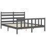 Giroletto con Testiera Grigio King Size in Legno Massello