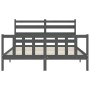 Giroletto con Testiera Grigio King Size in Legno Massello