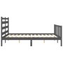Giroletto con Testiera Grigio King Size in Legno Massello