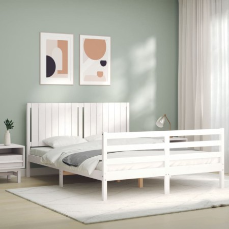 Giroletto con Testiera Bianco King Size in Legno Massello