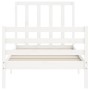 Giroletto con Testiera Bianco Single in Legno Massello