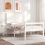 Letto per Anziani con Testiera Bianco Single in Legno Massello