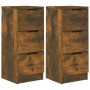 Credenze 2 pz Rovere Fumo 30x30x70 cm in Legno Multistrato