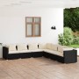 Set Divani da Giardino 7 pz con Cuscini in Polyrattan Nero