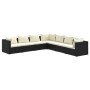 Set Divani da Giardino 7 pz con Cuscini in Polyrattan Nero