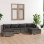 Set Divani da Giardino 6 pz con Cuscini in Polyrattan Grigio