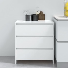 Credenza Bianco Lucido 70x41x75 cm in Truciolato