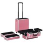 Valigia Trolley per Cosmetici Alluminio Rosa