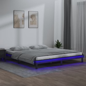 Giroletto con LED Grigio 200x200 cm in Legno Massello