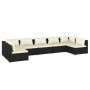 Set Salotto da Giardino 7 pz con Cuscini in Polyrattan Nero