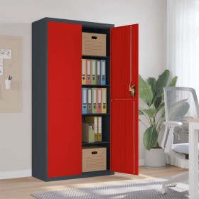 Armadio Classificatore Antracite e Rosso 90x40x180cm in Acciaio