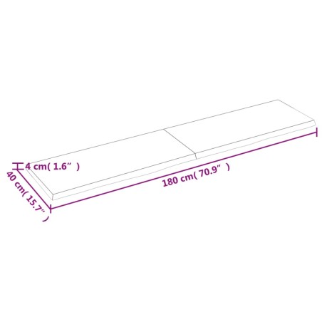 Ripiano Marrone Scuro 180x40x(2-4) cm Massello Rovere Trattato