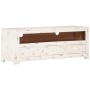 Mobile TV in Legno Massello di Acacia 110x30x40 cm Bianco