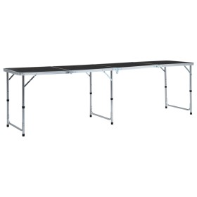 Tavolo da Campeggio Pieghevole in Alluminio Grigio 240x60 cm