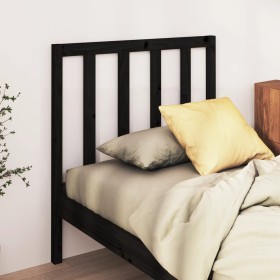 Testiera per Letto Nera 106x4x100 cm in Legno Massello di Pino