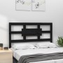 Testiera per Letto Nera 80,5x4x100 cm in Legno Massello di Pino