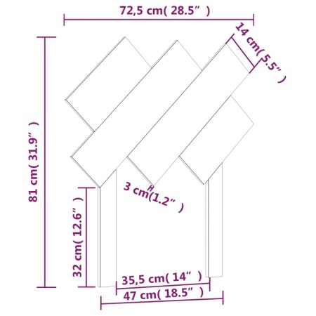 Testiera per Letto Miele 72,5x3x81 cm in Legno Massello di Pino