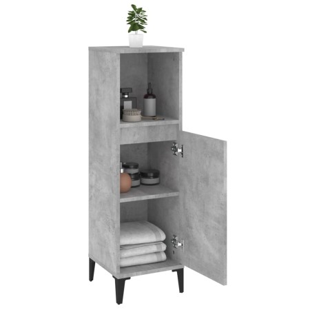 Armadietto Bagno Grigio Cemento 30x30x100 cm Legno Multistrato