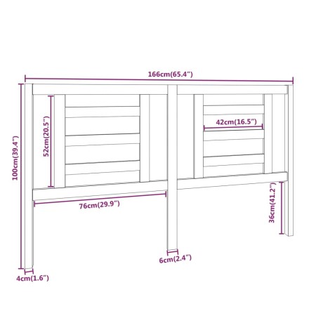 Testiera per Letto Miele 166x4x100 cm in Legno Massello di Pino