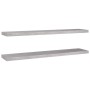 Scaffali a Parete 2 pz Grigio Cemento 120x23,5x3,8 cm in MDF