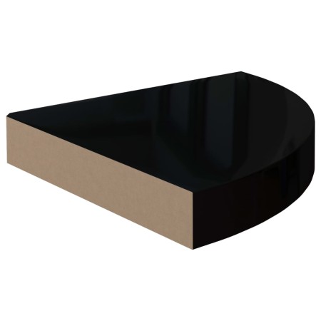 323891 Floating Corner Shelves 4 pcs High Gloss Black 25x25x3,8 cm MDF