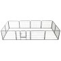 Box per Cani con 12 Pannelli in Acciaio 80x60 cm Nero