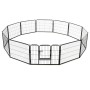 Box per Cani con 12 Pannelli in Acciaio 80x60 cm Nero