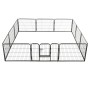 Box per Cani con 12 Pannelli in Acciaio 80x60 cm Nero