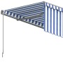 Tenda Sole Retrattile Manuale con Parasole 3x2,5m Blu e Bianco