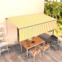 Tenda Sole Retrattile Manuale con Parasole 5x3m Gialla Bianca