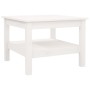 Tavolino da Salotto Bianco 55x55x40 cm Legno Massello di Pino