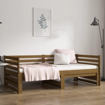 Dormeuse Estraibile Miele 2x(90x190) cm Legno Massello di Pino