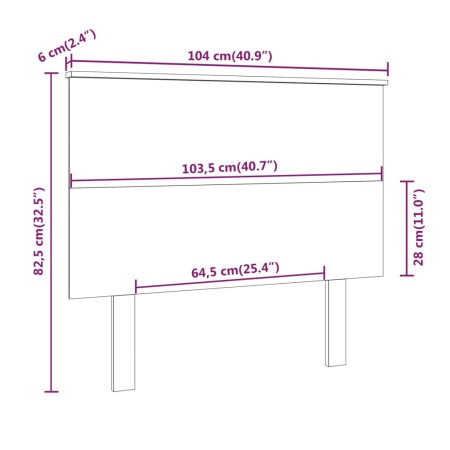 Testiera per Letto Miele 104x6x82,5cm in Legno Massello di Pino