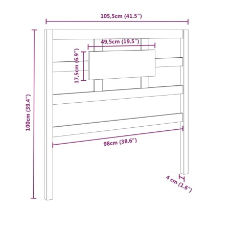 Testiera per Letto 105,5x4x100 cm in Legno Massello di Pino