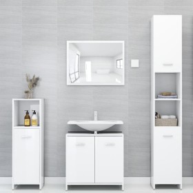 Set Mobili da Bagno 4 pz Bianco Lucido in Truciolato