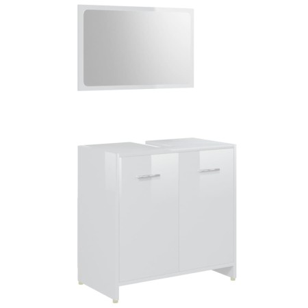 Set Mobili da Bagno 4 pz Bianco Lucido in Truciolato