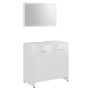 Set Mobili da Bagno 3 pz Bianco Lucido in Truciolato