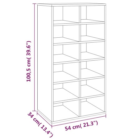 Scarpiera Grigio Sonoma 54x34x100,5 cm in Legno Multistrato