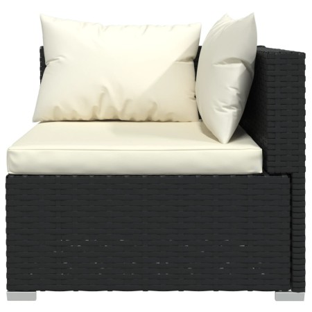 Set Salotto da Giardino 5 pz con Cuscini in Polyrattan Nero