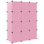 Scaffale Portaoggetti per Bambini con 12 Cubi Rosa in PP