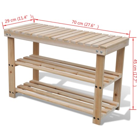 Scarpiera 2 in 1 con Panca in Legno Massello di Abete