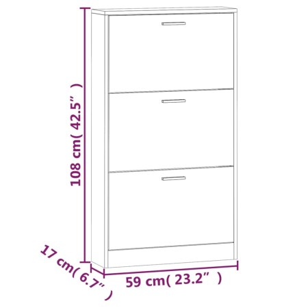 Scarpiera Rovere 59x17x108 cm in Legno Multistrato