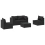 Set Divani da Giardino 5 pz con Cuscini in Polyrattan Nero