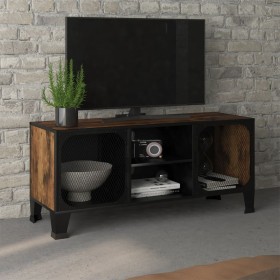 Mobile Porta TV Marrone Rustico 105x36x47 cm in Metallo e MDF