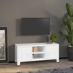 Mobile TV Industriale Bianco 105x35x42 cm in Metallo