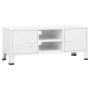 Mobile TV Industriale Bianco 105x35x42 cm in Metallo