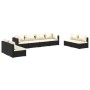 Set Salotto da Giardino 8 pz con Cuscini in Polyrattan Nero