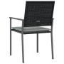 Sedie da Giardino con Cuscini 2pz Nere 54x62,5x89 cm Polyrattan