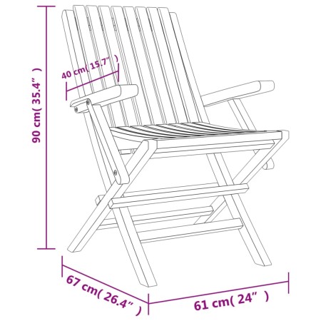 Sedie da Giardino Pieghevoli 2pz 61x67x90cm Legno Massello Teak